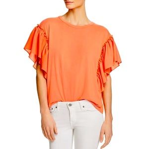 NWT Women’s short sleeve LE GALI SABRINA RUFFLED SLEEVES CASUAL PULLOVER TOP S